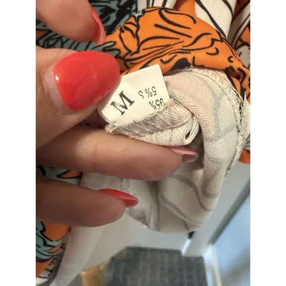 Sucrefas Floral Orange Blouse Front‎ Tie Medium - Picture 5 of 6